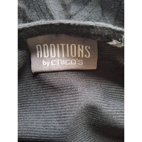 Additions by Chicos Crochet Neckline Blouse Black Size M Boho Tunic Classic Chic - Picture 4 of 7